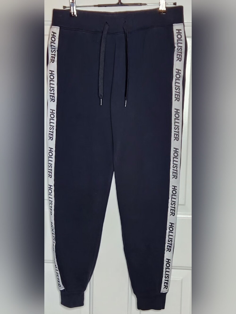 Hollister Black Jogger Pants with White Side Logo Tape Size M